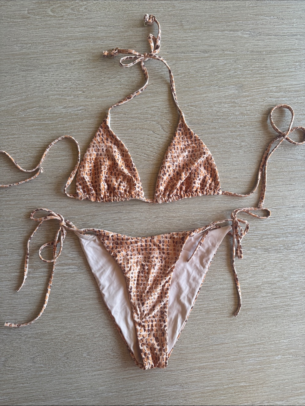 l*space Peach Animal-Print Triangle Bikini
